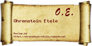 Ohrenstein Etele névjegykártya